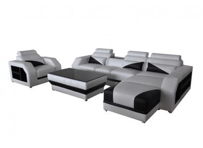 Sofa sestava čalouněná sedací souprava rohová křeslo kůže pohovky křesla stůl gauč