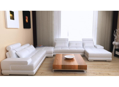 Rožčková pohovka pohovka gauč obývací sestava kožená pohovka XXL designové pohovky Wolfhagen bílá