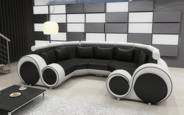XXL obývací krajina Design Obytný nábytek Rozkládací sedací souprava Rohlíková pohovka s USB Big Sofa Nový gauč