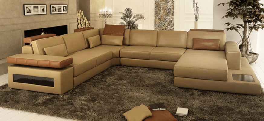 Sofa U-Form Nábytek Luxus Sestava Pohovek Obývací Pokoj Luxusní Designérská Kožená Pohovka