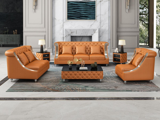 Chesterfield sada sedací soupravy, čalouněná pohovka, kožená pohovka, 3+2+1, obývací krajina, nová.
