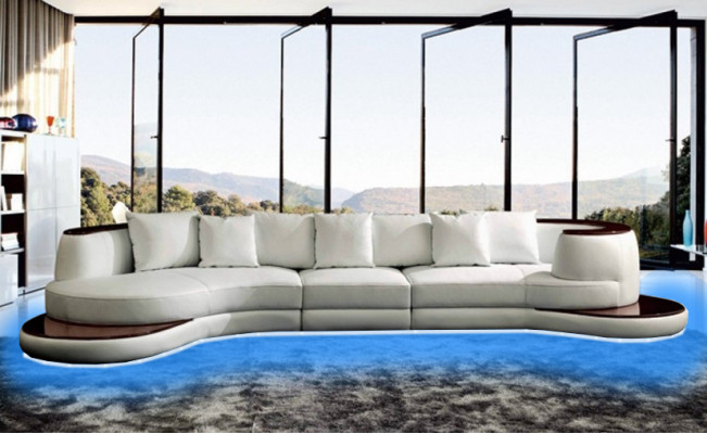 Wohnlandschaft Couch Polster Ecksofa Insel Sofa Ledersofa Eckgarnitur Neu PRII-S -> Obývací krajina Pohovka Potah Rohlík Rozkládací pohovka Ledová sedačka Rovná sedací souprava Nová PRII-S