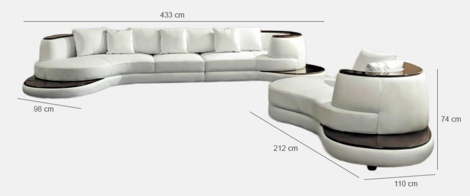 Kulatá pohovka designová rohová pohovka pohovka sedací souprava kůže obývací pokoj Royal