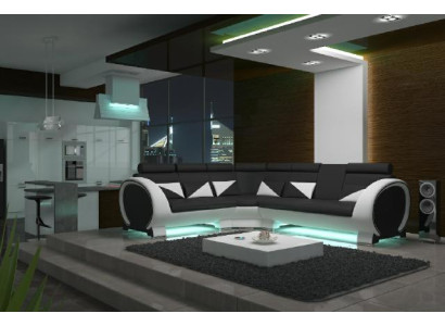 Ecksofa mit USB Ledersofa Ledergarnitur Eckcouch Design Sofa Leder Couch 