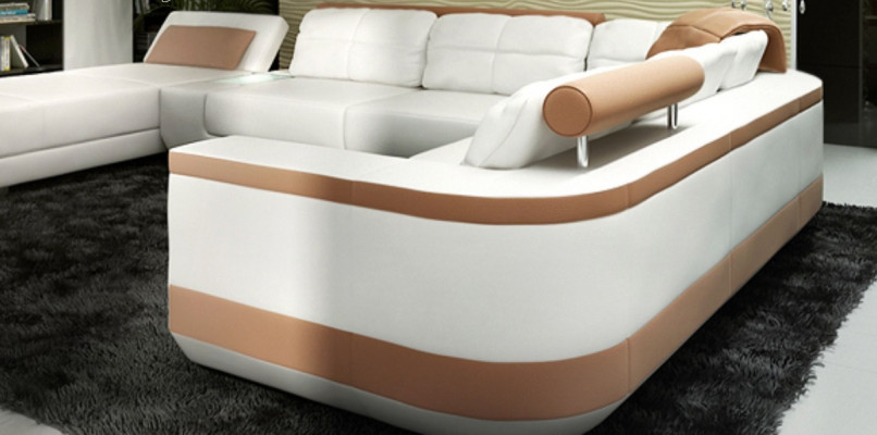 Ecksofa U-Form Pohovka Potahovany textilní pohovky Design obývací krajina Funkce postele z kůže