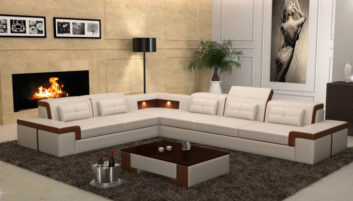 Leder Eck Sofa Couchen Wohnlandschaft Luxus Garnitur Ecke Sofas Polster Couch