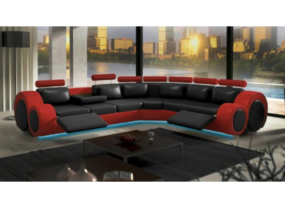 Leder Sofa mit USB Design Sofa Ledercouch Wohnlandschaft Eckcouch 