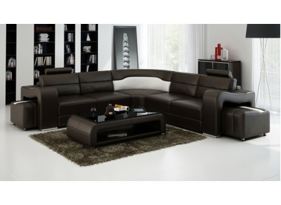 Ledersofa Couch Wohnlandschaft Ecksofa Eck Garnitur Design Modern Sofa F3008B