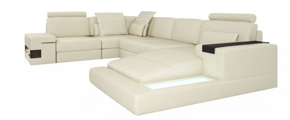 U-Form sofá Couch design polštář moderní textilní nová obývací zóna kůže rohová sedací souprava