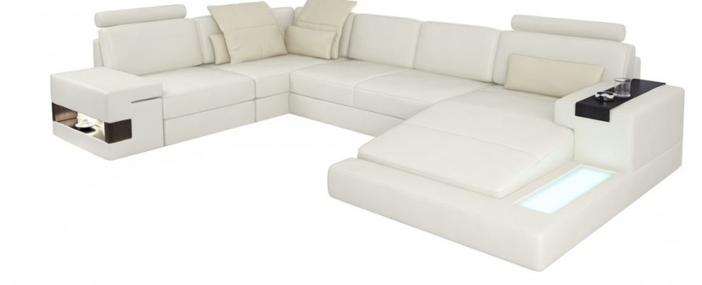 U-Form sofá Couch design polštář moderní textilní nová obývací zóna kůže rohová sedací souprava