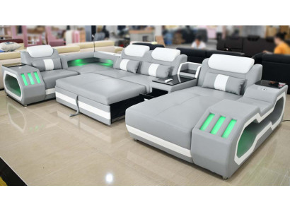 Šedá nová pohovka U-Forma látková pohovka gauč obývací souprava design moderní kůže pohovky