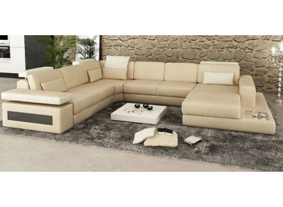 Designer sofa L-shaped corner sofa upholstered sofa leather living landscape new.
