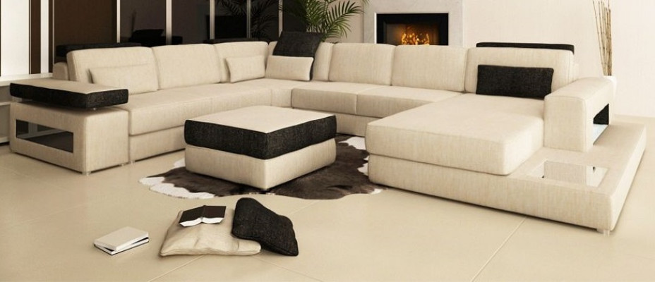 XXL Obývací kraj Sofa Couch Polštář Sofa Kout Designér U-Forma Pohovka Nový
