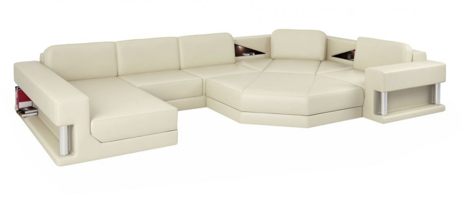 Koutová sedací souprava ve tvaru U s moderním designem, pohovka textilie kůže.