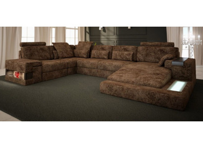 Ecksofa U-Form Pohovka Design Čalounění Textil Nová Funkce lůžka Kapesník Tkanina