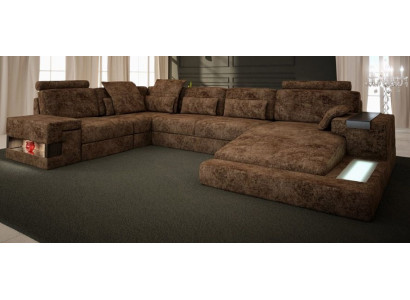 Rohová sedací souprava U-forma pohovka návrh pohovka textilní obývací krajina funkce postele látkové