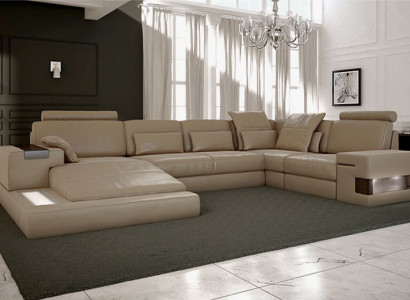 Žijící krajina Kožená designová U-sofa Rozkládací pohovka Textilní pohovky