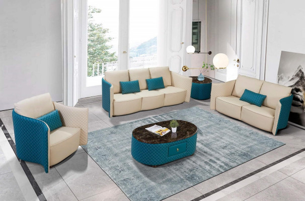 Design Pohovka z kůže Komplet čalounění Pohovka 3+2+1 sedadla Klasické pohovky Nové