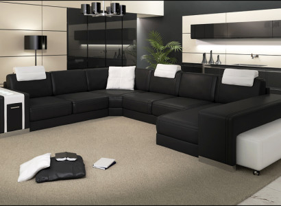 Wohnlandschaft Sofa s USB gauč Kryt roh XX Big Pohovka Pohovka Leather Sofa Design