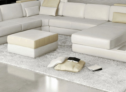 Velká U-Forma Rozkládací Pohovka Gauč Potah Kůže Textilie Látka Obývací Pokoj