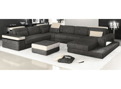 Ecksofa Pohovka Design Polstrovaný textil Nový obývací kout U-forma Funkce lůžka látkové