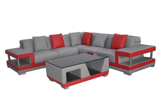 Kožená pohovka Rozkládací sedací souprava Rázem Oddělení Dekorace Design Moderní Pohovka L-Forma