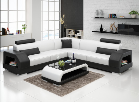 Ledersofa Couch Wohnlandschaft Ecksofa Eck Garnitur Design Modern Sofa G8001B