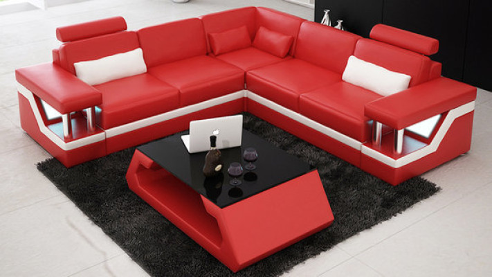 Ledersofa Couch Wohnlandschaft Eck Garnitur Design Modern Eck Sofa L-Form L6002