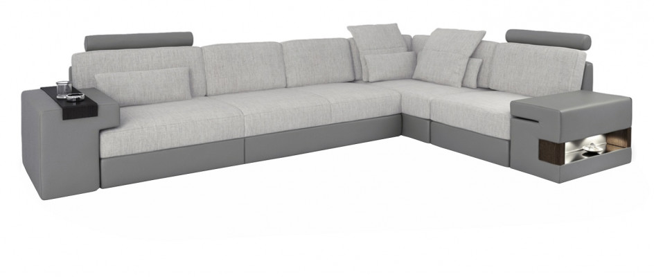 Design moderní Pohovka L-Forma Šedá NOVÁ Pohovka Kůže Obývací pokoj Sofy
