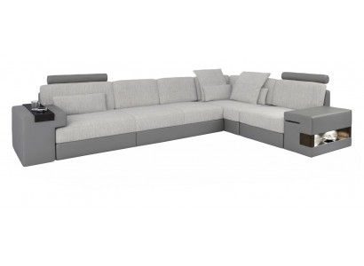 Design moderní Pohovka L-Forma Šedá NOVÁ Pohovka Kůže Obývací pokoj Sofy