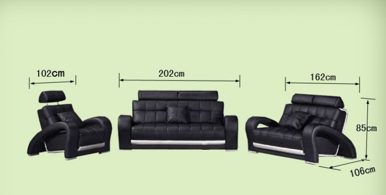 Kožená sedací souprava s USB, obývací kout 3+2+1, moderní design, B2023.