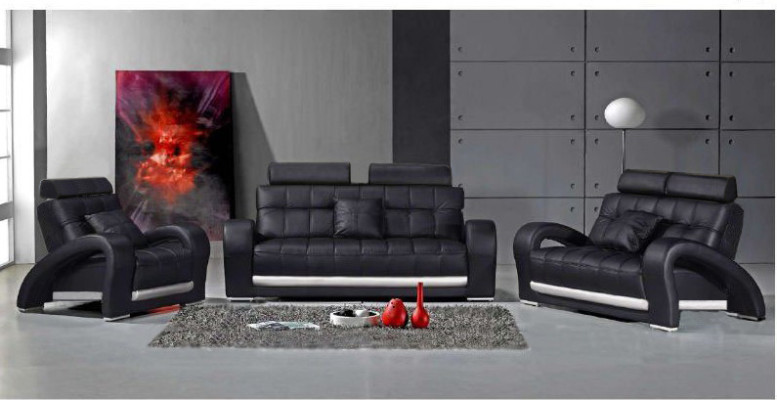Pohovka z kůže Obývací stěna 3+2+1 sedadla Souprava Design Moderní Sofa B2023.