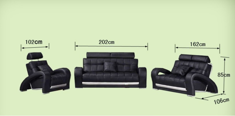 Pohovka z kůže Obývací stěna 3+2+1 sedadla Souprava Design Moderní Sofa B2023.