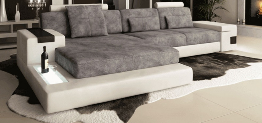 Rohová sedací souprava do obývacího pokoje L-Formát Potahový materiál Sofa Leder Design NOVÉ Moderní