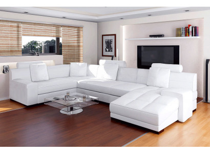 Kůžená pohovka s USB obývací stěna rohová sedací souprava Design Moderní pohovka A1111.