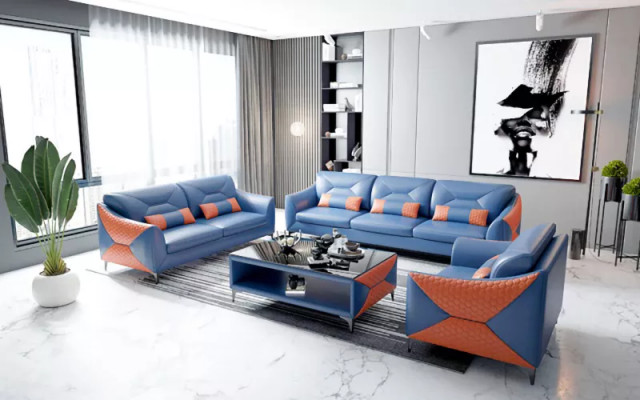 Moderní pohovka, sedací souprava 3+2+1, konferenční stolek, 4dílná skupina z kůže