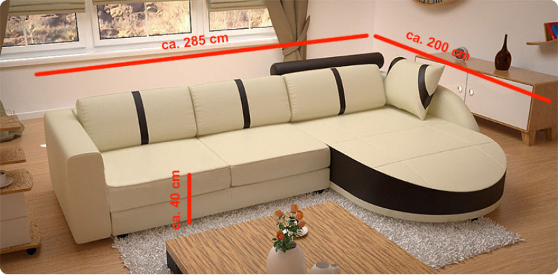 LEDERSOFA s funkcí USB ROHOSOFA S FUNKCÍ POSTELE DESIGNERSKÁ SOFA PULL-OUT NOVÝ MINI COLO