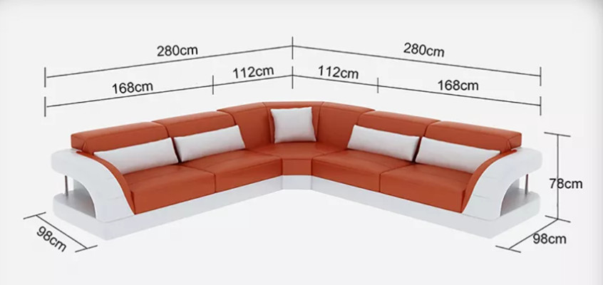 Kůží obalovaná pohovka v obývacím pokoji, křeslo, rohová pohovka, designové pohovky, kůží potažený nábytek.