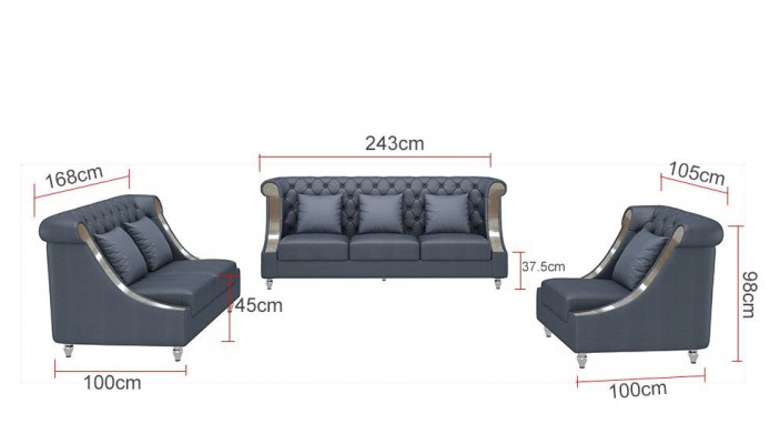 Design života Pohovka set 3+2 sedadla Kožená pohovka Obývací pokoj Chesterfield