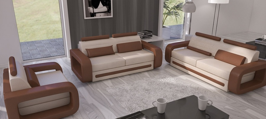 Sofa sada pohovka pohovka polštář kůže pohovka pohovky 3+2+1 set Davos set nový