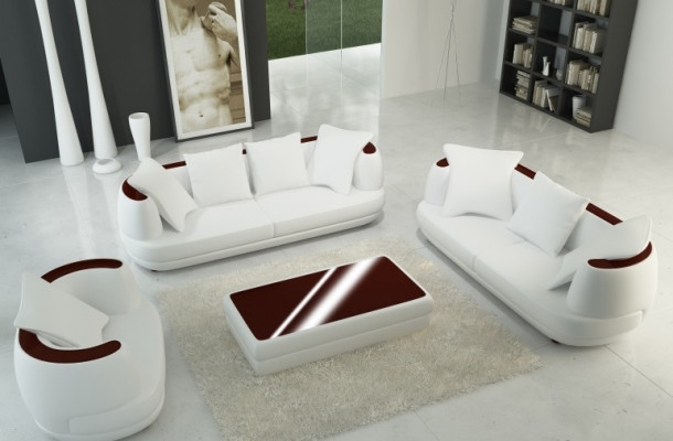 Sofa sestava Royal Luxus Designér pohovka čalouněná 3+2+1 kožená sedací souprava Royal šedá