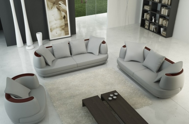 Sofáková sestava Royal Luxus Designer Pohovka Potah 3+2+1 Kožená Pohovka Sedák BeigeA.