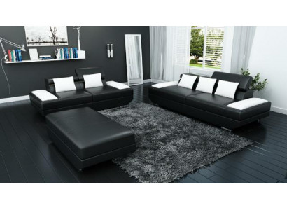 Sofáová sestava kožená sedací souprava 3+2 se USB, očalona sedačka Garnitur Hocker Sofas -2719A.