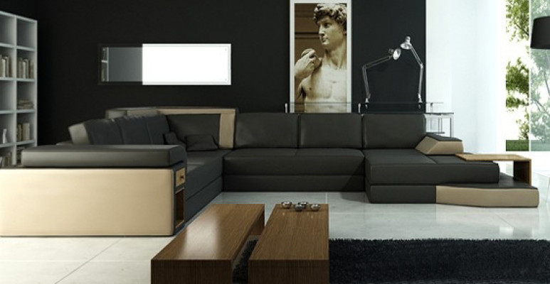 XXL Design Pohovka Big Sofa s USB rozhraním Pohovka Obývací kout U Tvar Kov Textilní Roh