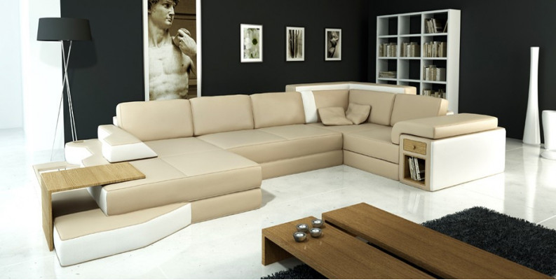 XXL Design Pohovka Big Sofa s USB rozhraním Pohovka Obývací kout U Tvar Kov Textilní Roh