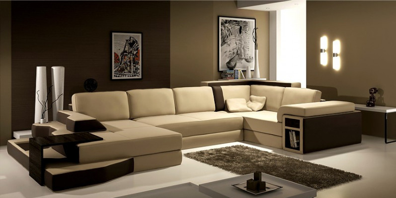 XXL Design Big Sofa + USB rohová pohovka Wohlandschaft U tvaru kůže textilní roh