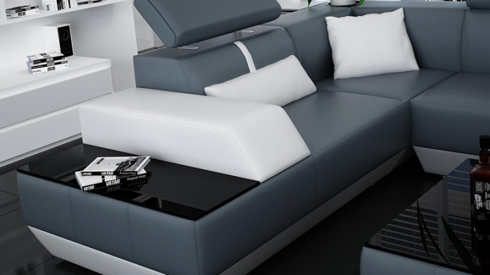 Kůžená pohovka Sofa Couch Obývací souprava Růženec Sedací souprava Design Moderní pohovka K5015