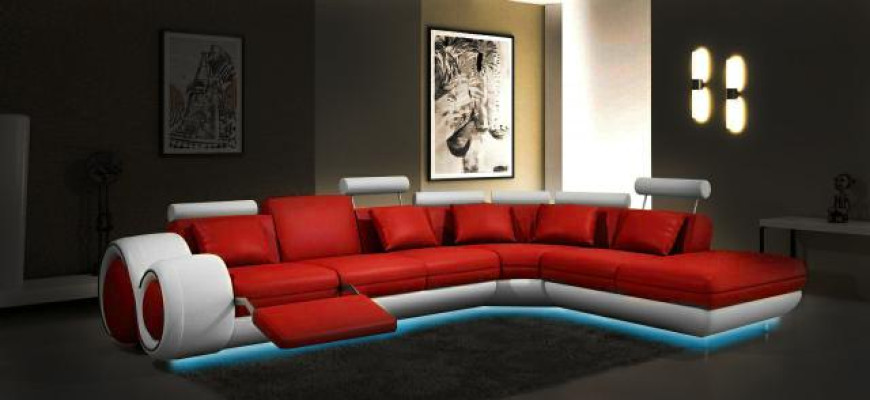 LEDROVÁ SOFA s USB KOŽENÁ SOFA GARNITUROVÁ SOFA Pohovka OBYTNOU KRAJINU Berlín V NOVÁ.