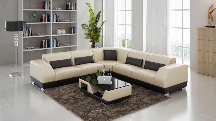 Kůží Sofa s USB žijící krajiny Rohová sedací souprava Design Moderní Pohovka G8024B