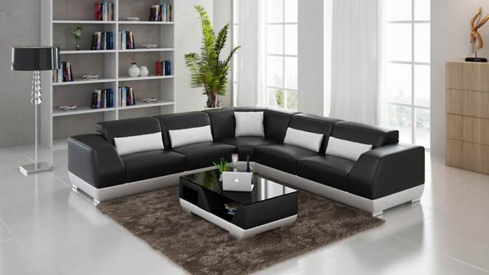 Kůží Sofa s USB žijící krajiny Rohová sedací souprava Design Moderní Pohovka G8024B